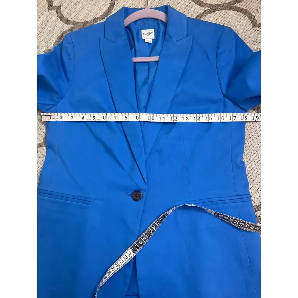 J.Crew Girlfriend Chino Blazer Blue One Button Tailored Stretch Cotton Size 6